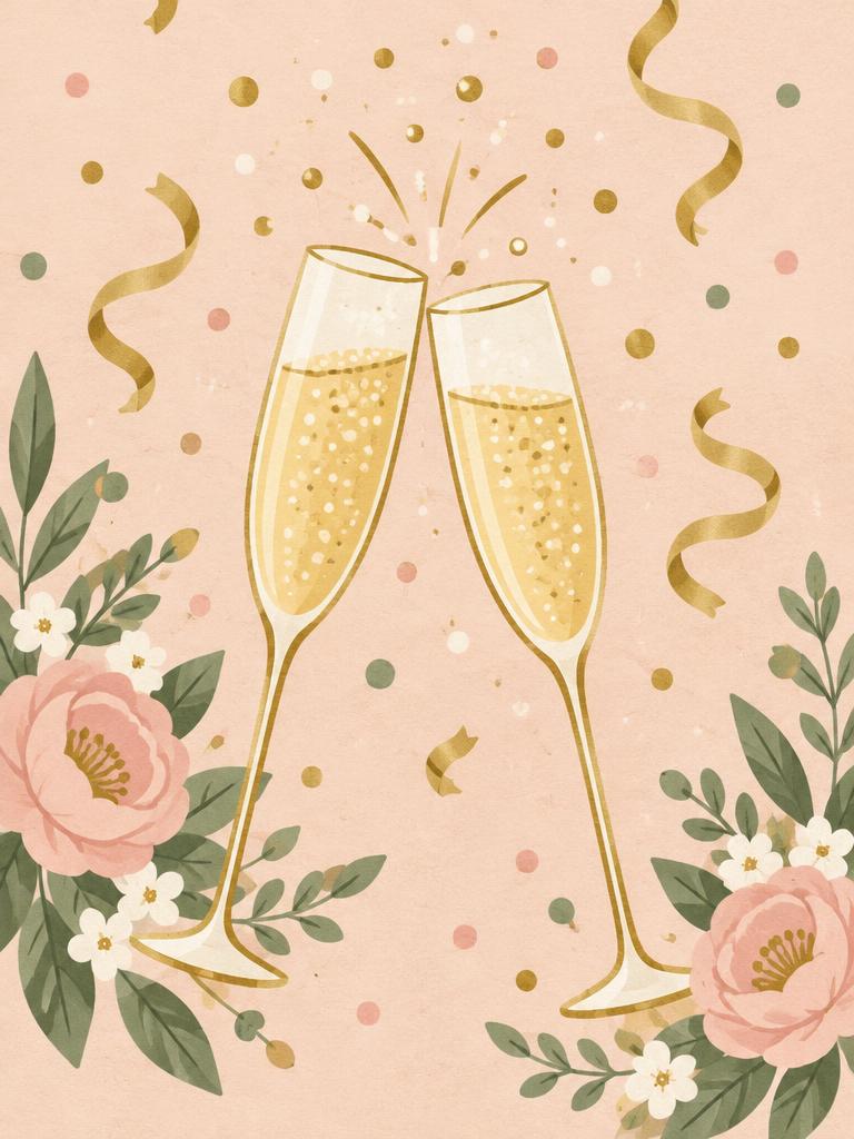 Champagne toast wedding greeting card